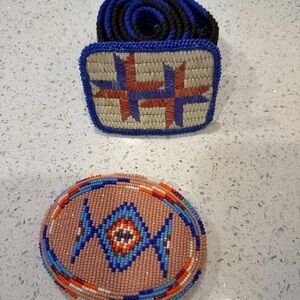 Beaded Belt with Geometric Design